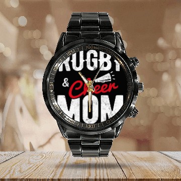 Discover Sport Rugby Womens Cheer Mom Rugby Baseball Tees Calendar Steel Band Watch