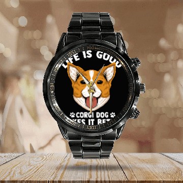 Discover Corgi Pet Life is Good A Corgi Makes It Better 46 Zip Calendar Steel Band Watch