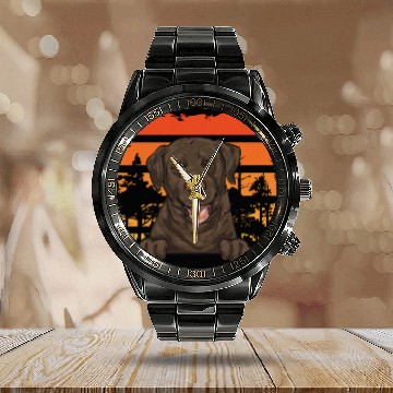 Discover Labrador Pet Retriever Dog Chocolate Lab Calendar Steel Band Watch