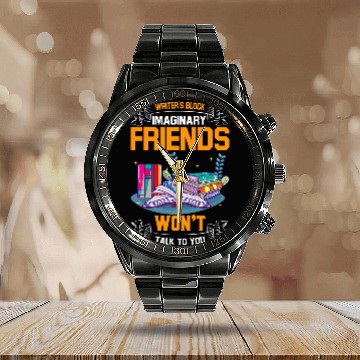 Discover Writers Block Imaginary Friends Wont Talk To You Author 1 Baseball Tees Calendar Steel Band Watch