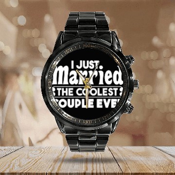 Discover I Just Married The Coolest Couple Ever Wedding Officiant Baseball Tees Calendar Steel Band Watch