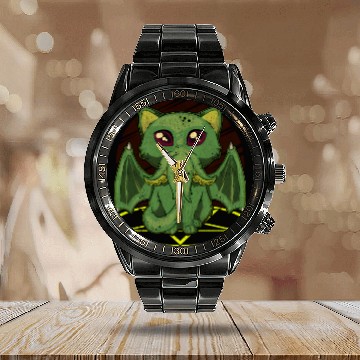 Discover Cathulhu Satanic Kawaii Cat Cthulhu Calendar Steel Band Watch
