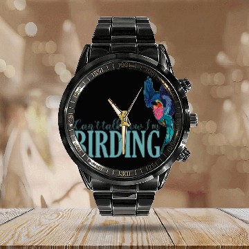Discover Birdwatching roller biologist wildlife ornithology birdlover 7 Calendar Steel Band Watch
