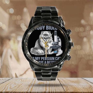 Discover Biologist Persian Student Teacher Scientist Biology Cat Calendar Steel Band Watch