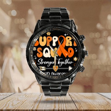 Discover ADHD Ribbon Groovy Support Squad Orange Ribbon ADHD Awareness Gifts Baseball Tees Calendar Steel Band Watch