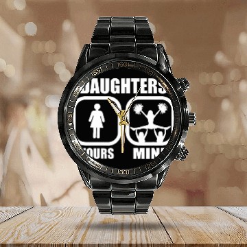 Discover Daughters Yours Mine Funny Cheer Mom Cheer Dad Coach Calendar Steel Band Watch