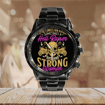 Discover Sometimes And Angel Hell Raiser Always Strong Motorcycle Calendar Steel Band Watch