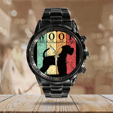Discover Schnauzer Dog Periodic Table Elements Mini Schnauzer Woof 1 Calendar Steel Band Watch