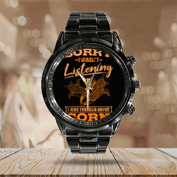 Discover Corn Enthusiast Cereal Grain Grower Farmer Maize Planter Calendar Steel Band Watch