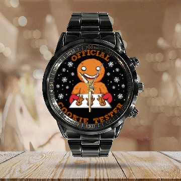 Discover Gingerbread Baking Official Cookie Tester Gingerbread Man Zip Calendar Steel Band Watch
