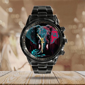 Discover Elephant Mammal art abstract animal print motif Baseball Tees Calendar Steel Band Watch