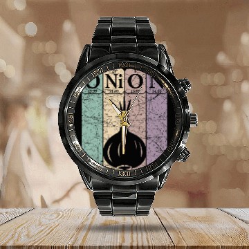 Discover Onion Periodic Table Elements Vegetables Farmer Retro 24 Zip Calendar Steel Band Watch