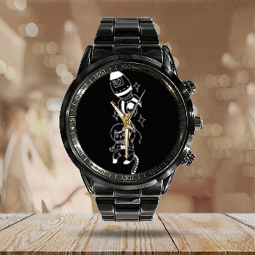 Discover Astronaut Cat Funny Flying Kitty Outer Space Cat Lover Calendar Steel Band Watch