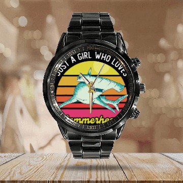 Discover Hammerhead Shark Hammer Hear Shark Lover Sea Biologist Calendar Steel Band Watch