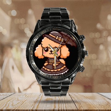 Discover Toy Poodle English Lady Funny Dog Victorian Baseball Tees Calendar Steel Band Watch