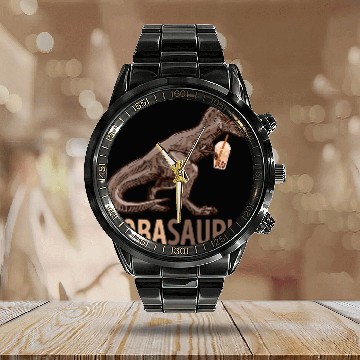 Discover Dinosaur Pet Bobasaurus T rexs Dinosaur Fun Boba Saurus Bubble Milk Tea Zip Calendar Steel Band Watch