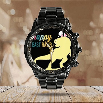 Discover Dinosaur Pet Kids Easter Day Happy Eastrawr T rex Calendar Steel Band Watch