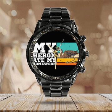 Discover Heron water wildlife birdwatching birder biologist binocular Calendar Steel Band Watch