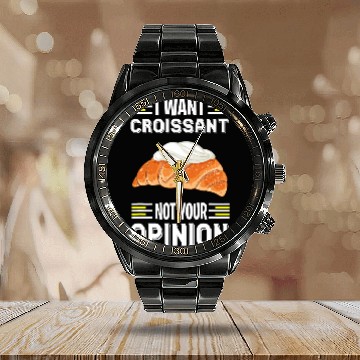 Discover Croissant with Cream Costume Love Butter Funny Baker Calendar Steel Band Watch