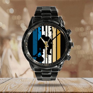 Discover Retro Mens Ice Curling Winter Sports Training Train Coach Baseball Tees Calendar Steel Band Watch