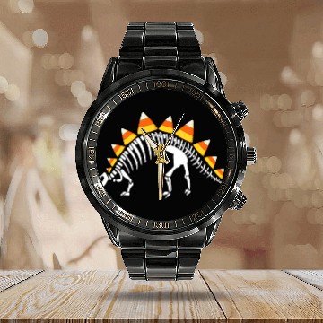 Discover Dinosaur Pet Funny Spookysaurus Candy Corn Dinosaur Halloween Baseball Tees Calendar Steel Band Watch