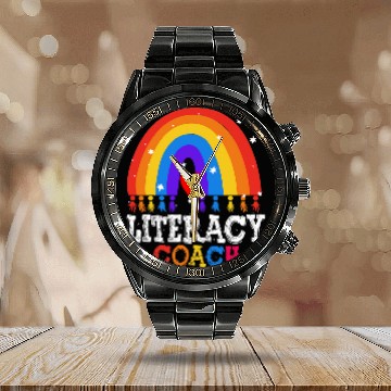 Discover Reading Teacher Back School Special Literacy Coachs Squad 16 Baseball Tees Calendar Steel Band Watch