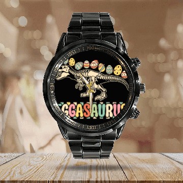 Discover Dinosaur Pet Funny Eggasaurus Easter T rexs Dinosaur Egg Hunt 2024 Graphic Baseball Tees Calendar Steel Band Watch