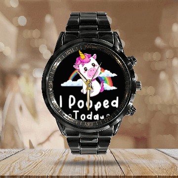 Discover Unicorn Pet I Pooped Today Funny Cute Calendar Steel Band Watch