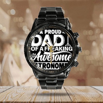 Discover Astronomer Dad Astrophysics Hobby Astronomy Galaxy Science Calendar Steel Band Watch