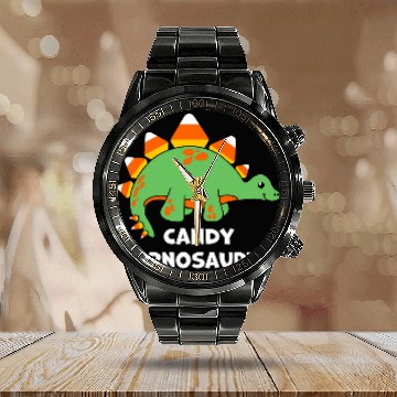 Discover Dinosaur Pet Cute Candy Corn Dinosaur Halloween Stegosaurus Cornosaurus Calendar Steel Band Watch
