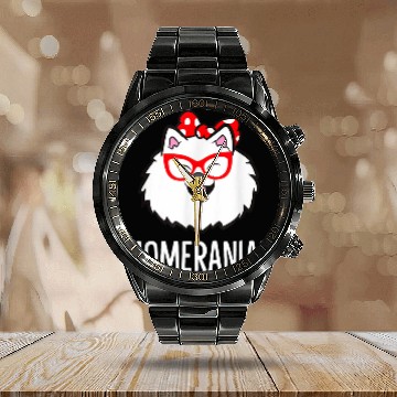 Discover Momeranian Funny Pomeranian Mom Pet Lovers Calendar Steel Band Watch