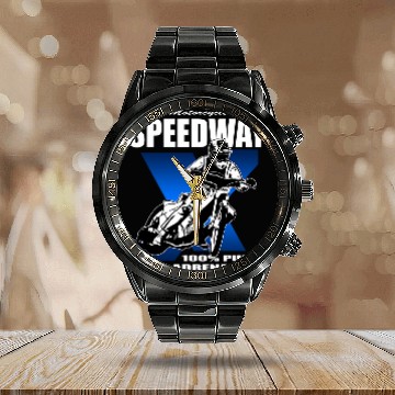 Discover Motorcycle Speedway Rider Flat Track Biker 21 Calendar Steel Band Watch