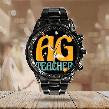 Discover AG Teacher Future Farmer Agriculture Teacher 26 Calendar Steel Band Watch