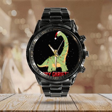 Discover Dinosaur Pet Cute Brontosaurus Christmas Tree Lights Calendar Steel Band Watch