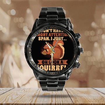 Discover ADHD Ribbon I Dont Have A Short Attention Span Squirrel ADHD Awareness Baseball Tees Calendar Steel Band Watch
