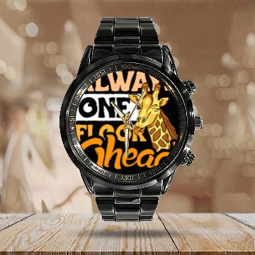 Discover Giraffe Pet Always one floor ahead design Giraffes lover and Calendar Steel Band Watch