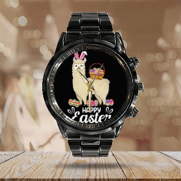 Discover Llama Pet bunny with outfit egg hunt Calendar Steel Band Watch