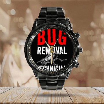 Discover Bug Removal Technician Exterminator Pest Fighter Baseball Tees Calendar Steel Band Watch