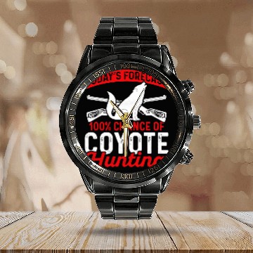 Discover Coyote Mammal Trapping Coyote Hunting Calendar Steel Band Watch