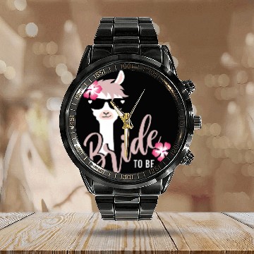 Discover Llama Pet Bride to be llama alpaca bachelorette Party Calendar Steel Band Watch