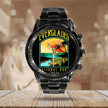Discover Alligator Pet Everglades National Park US Crocodile Florida Alligators 2 Calendar Steel Band Watch