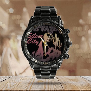 Discover Coyote Mammal Trendy Nevada Silver City Coyote Moon Baseball Tees Calendar Steel Band Watch