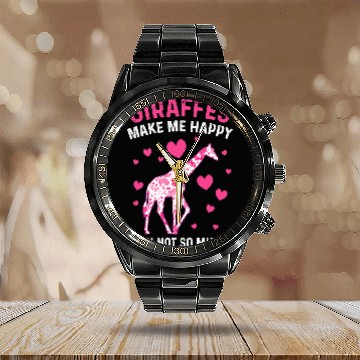 Discover Giraffe Pet Make Me Happy Giraffes Calendar Steel Band Watch