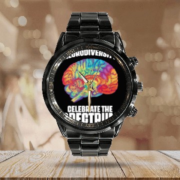 Discover ADHD Ribbon Neurodiversity Celebrate The Spectrum ADHD Awareness 43 Baseball Tees Calendar Steel Band Watch