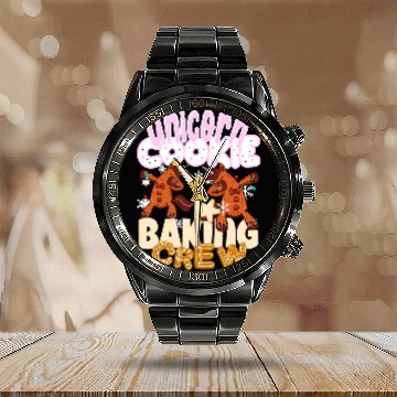 Discover Unicorn Pet Cookie Baking Crew Christmas Baker Team Gingerbread Calendar Steel Band Watch