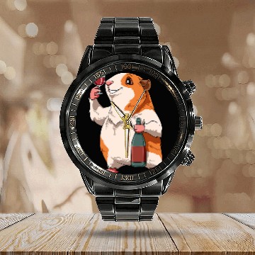 Discover Guinea Pig Pet With Wines for a Guinea Pig Lovers Baseball Tees Calendar Steel Band Watch
