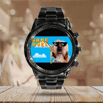 Discover Afghan Hound Pet 8Bit Game Over Afghan Hound 2 Calendar Steel Band Watch
