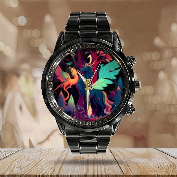 Discover Unicorn Pet Phoenix Magic Fantasy Creatures Calendar Steel Band Watch