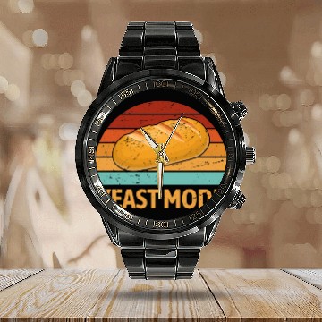 Discover Retro Yeast Mode Funny Sourdough Bread Baker Baking Humor Baseball Tees Calendar Steel Band Watch