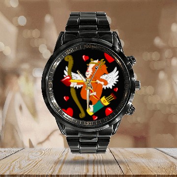 Discover Guinea Pig Pet Cupid Calendar Steel Band Watch
